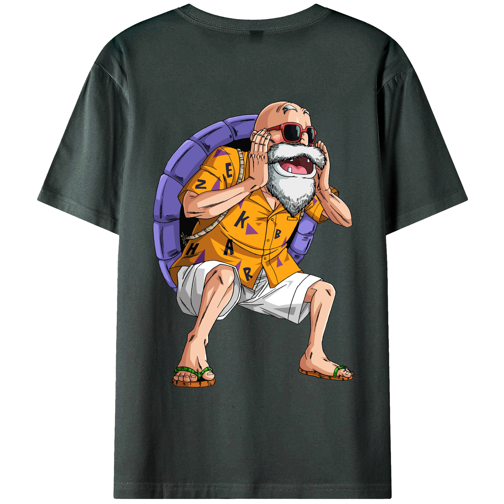（画像用） ドラゴンボール 亀仙人（かめせんにん） DRAGON BALL Master Roshi Kame Sennin 綿100％ メンズ半袖Tシャツ（バックプリント） 通気性